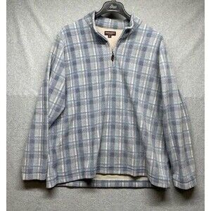 Tommy Bahama Men's Light Blue Plaid Quarter-Zip Shirt